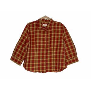 Christopher & BANKS BUTTON DOWN‎ SHIRT TOP PLAID MULTI-COLOR